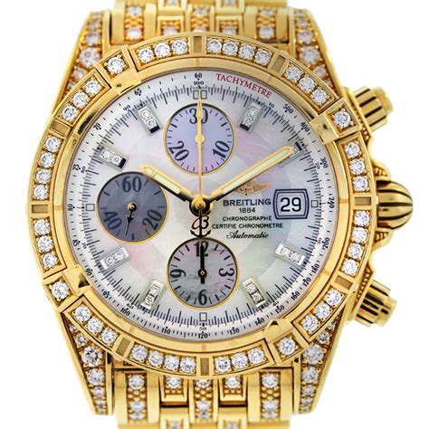 breitling gold watch with diamonds